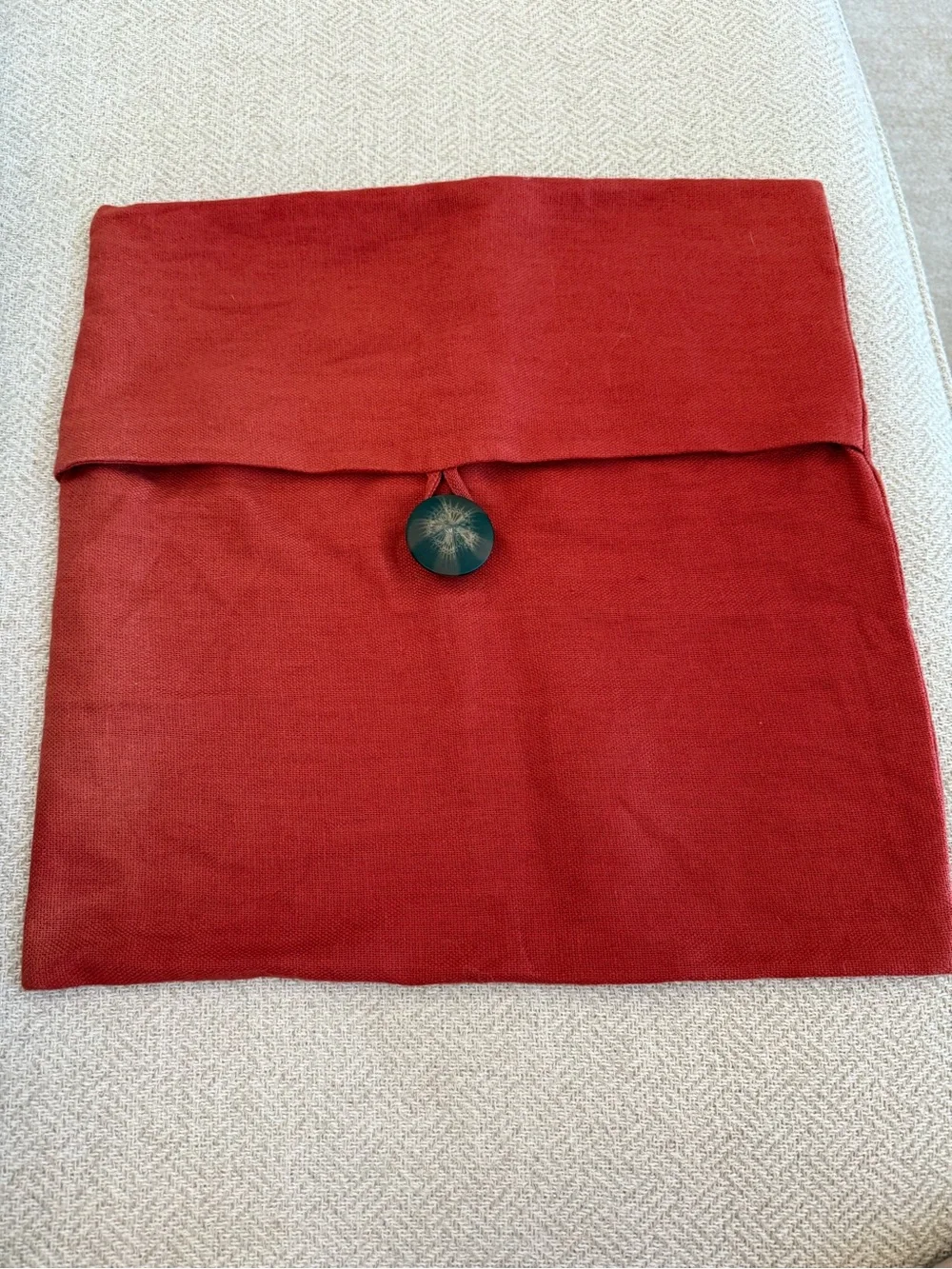 Pottery Barn Linen Pillow Cover with Large Natural brown button closure